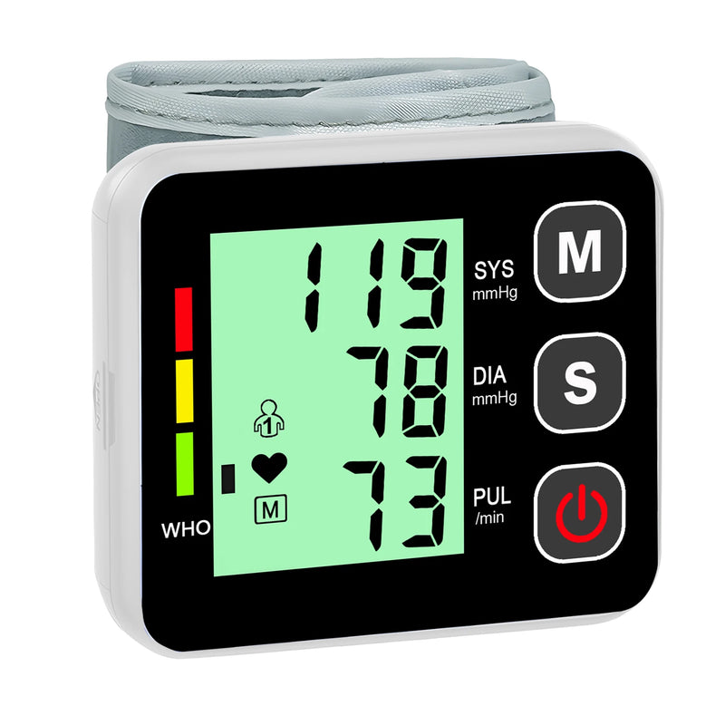 Monitor de Pressão Arterial Digital de Pulso com LCD – Mede Batimentos Cardíacos, Taxa de Pulso e Cuidado com a Saúde