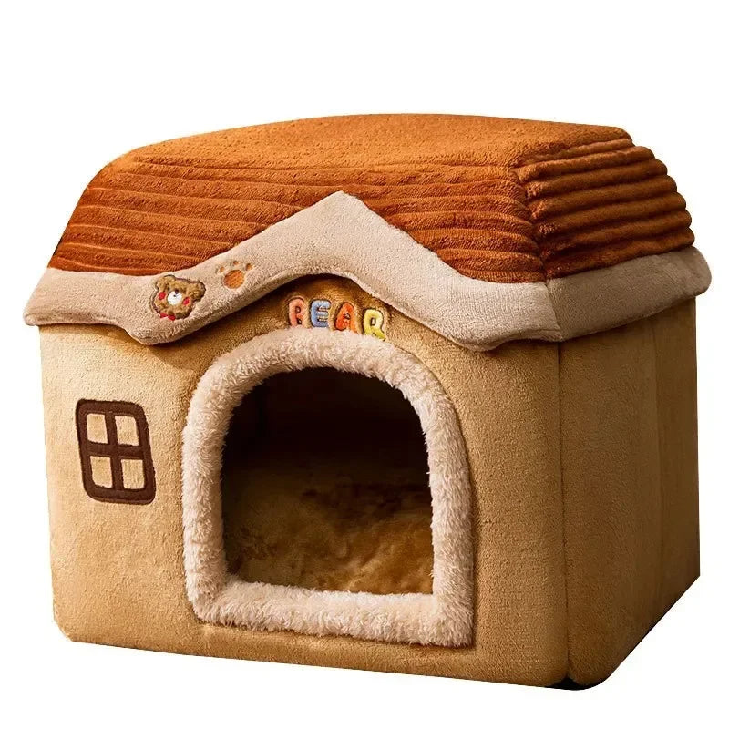 Casa de Pet Dobrável e Impermeável para Cães Pequenos e Gatos – Caverna de Filhote com Almofada para Pets, Ideal para Exterior