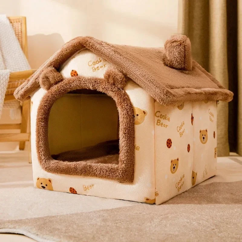 Casa de Pet Dobrável e Impermeável para Cães Pequenos e Gatos – Caverna de Filhote com Almofada para Pets, Ideal para Exterior