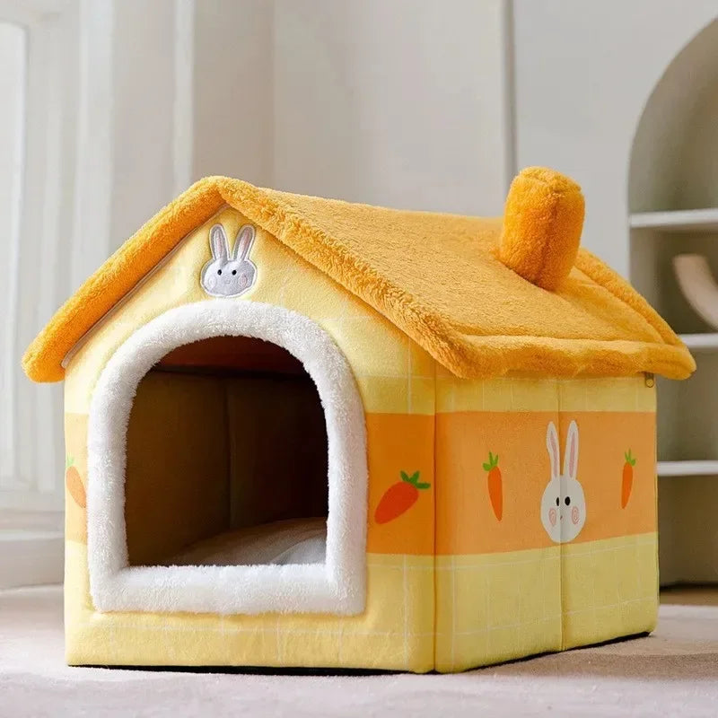 Casa de Pet Dobrável e Impermeável para Cães Pequenos e Gatos – Caverna de Filhote com Almofada para Pets, Ideal para Exterior