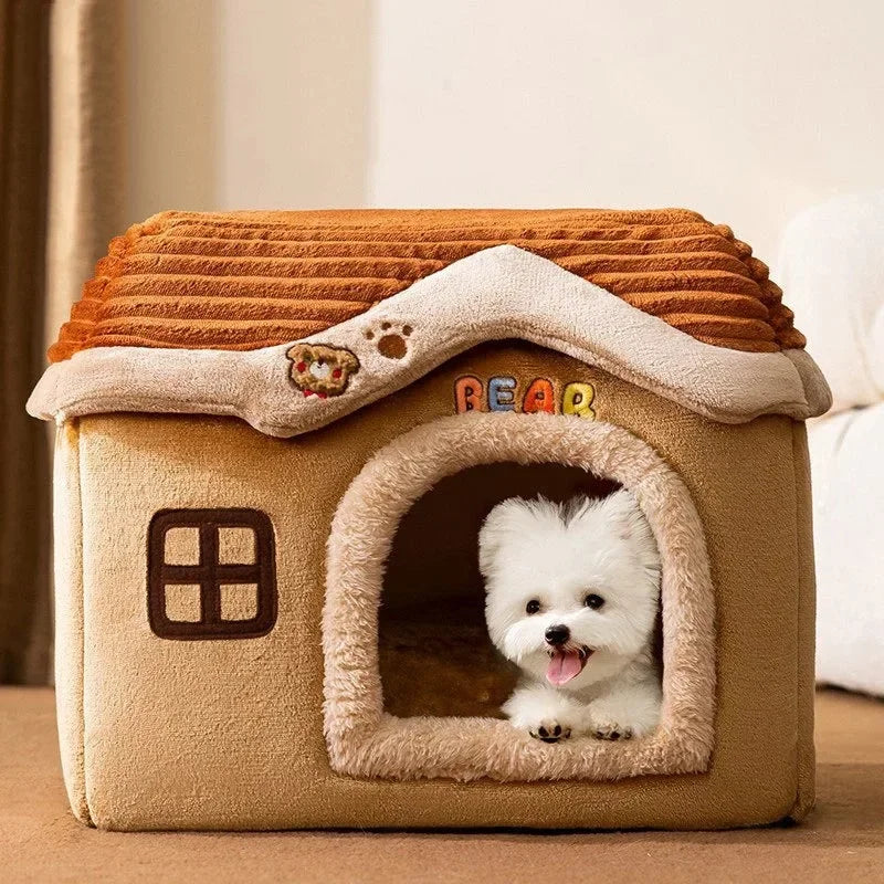 Casa de Pet Dobrável e Impermeável para Cães Pequenos e Gatos – Caverna de Filhote com Almofada para Pets, Ideal para Exterior